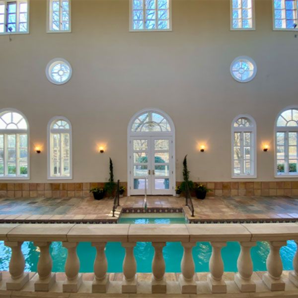 Photo of large indoor pool overlooking Tuscan Ridge landscape