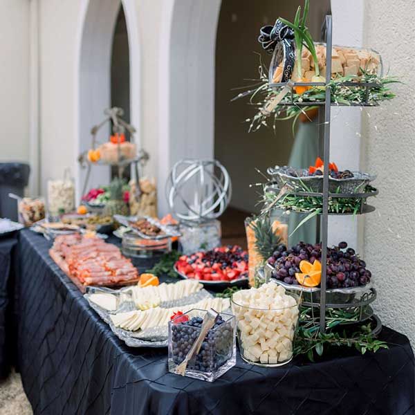 Long view of food prepared for a soecial event at Tuscan Ridge.