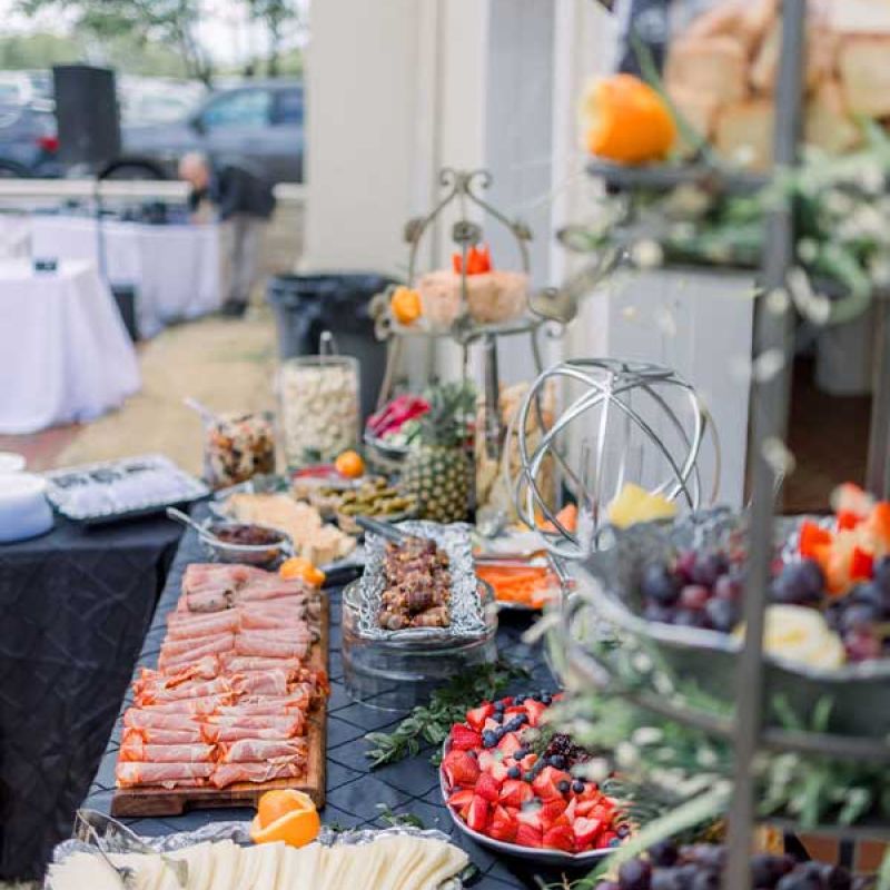 Long view of food prepared for a soecial event at Tuscan Ridge.