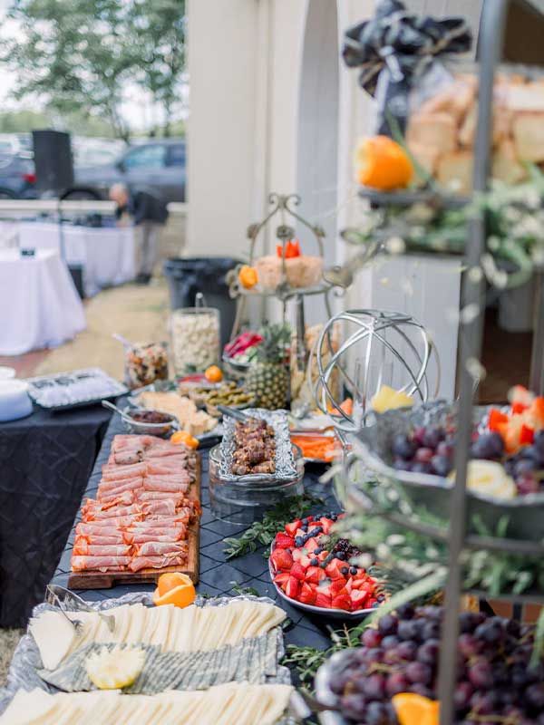 Long view of food prepared for a soecial event at Tuscan Ridge.