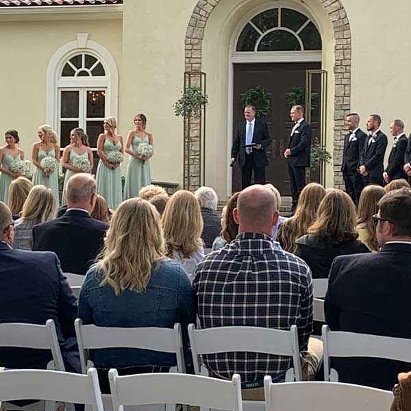 Photo of an outdoor wedding ceremony at Tuscan Ridge in Shelby County Tenneessee