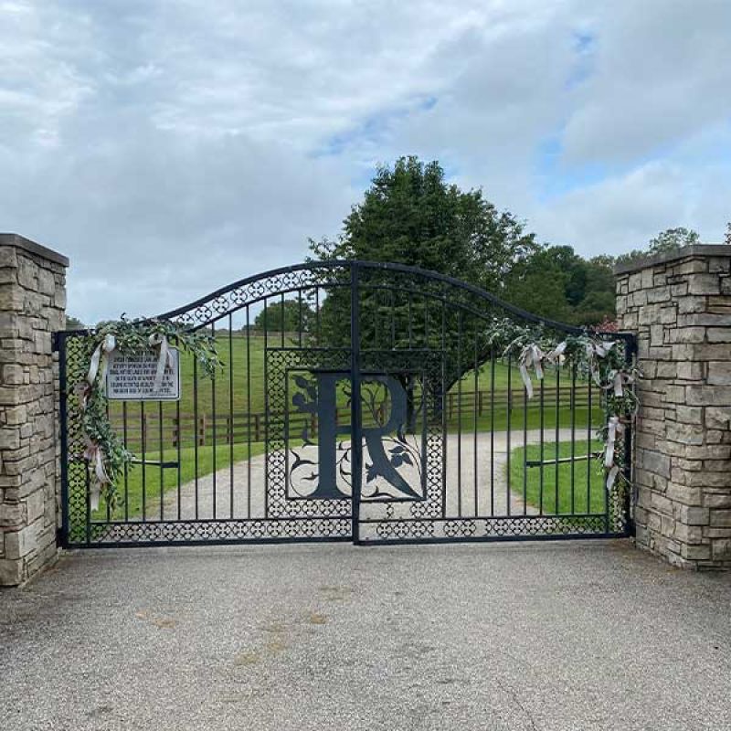 Iron gate entry to the Tuscan Ridge Wedding Event Venue