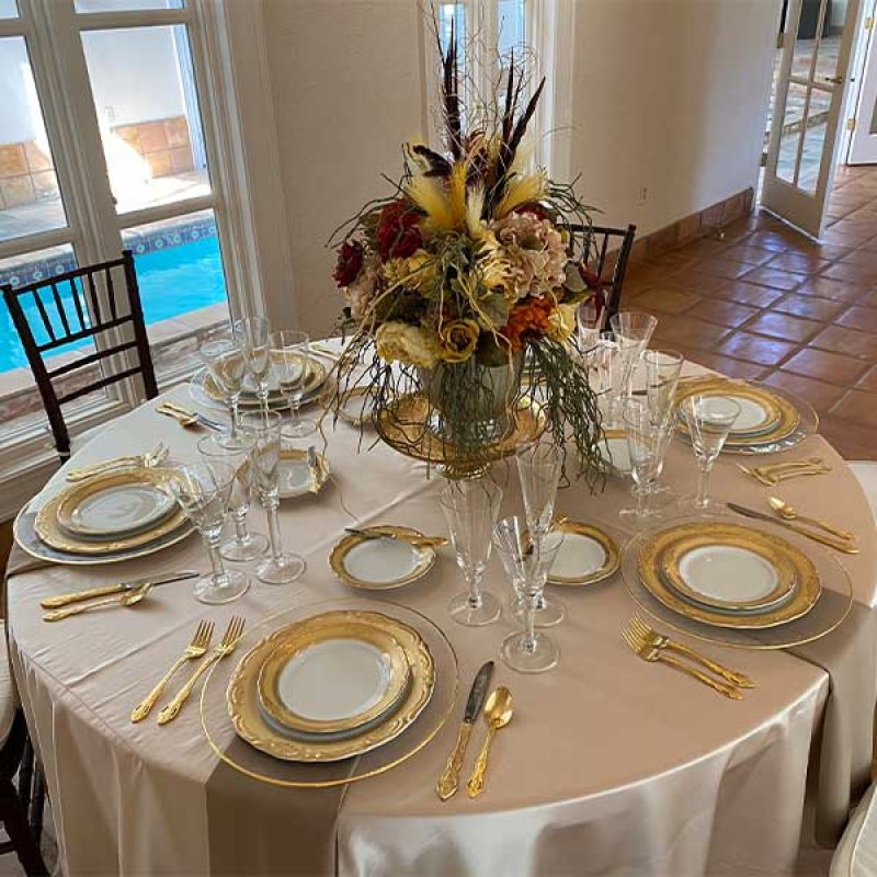 Interior showing table placement ready for dinning