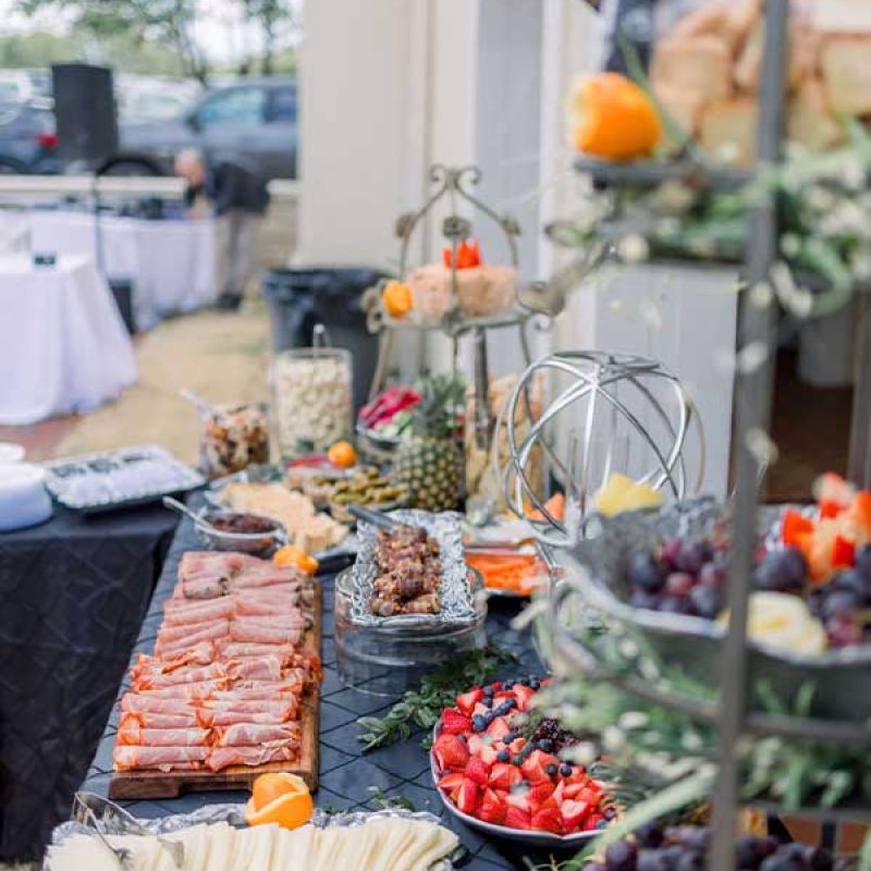 Long view of food prepared for a soecial event at Tuscan Ridge.