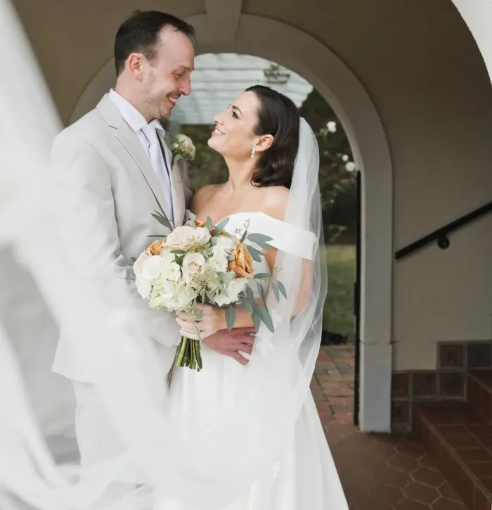 First look with bride and groom at their wedding.